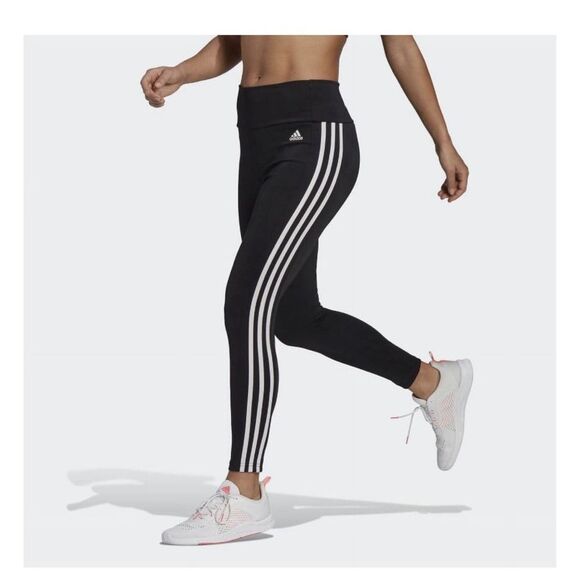 Adidas Pants - adidas Small Black High-Rise 3-Stripes 7/8 Sport Tights